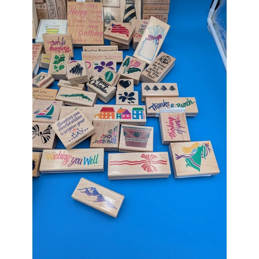 Wholesaler Reseller Crafter Enthusiast Wooden Rubber Stamp Lot Of 50+ Misc
